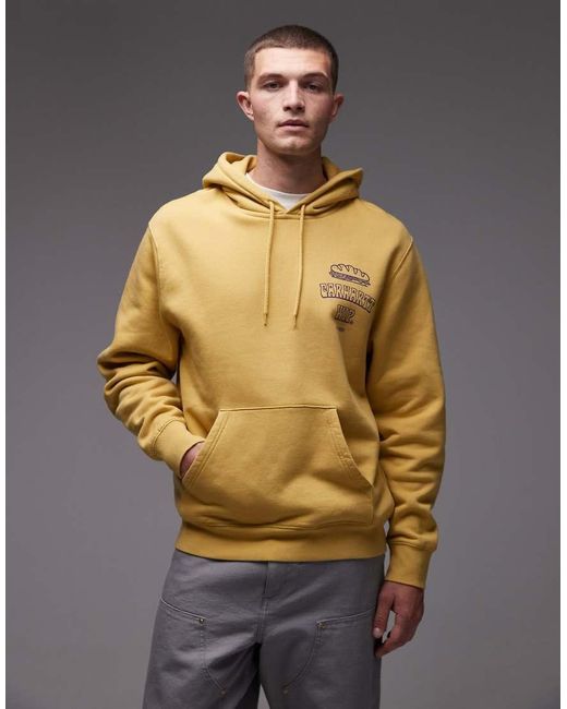 Carhartt Yellow Sandwich Motif Back Hooded Sweatshirt for men