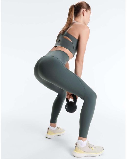 Oysho Blue Basic Compressive Ankle-Length Leggings