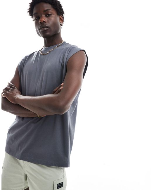 ASOS Gray Oversized Tank Singlet for men