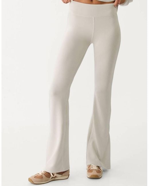 Stradivarius Natural Soft Touch Flared Trousers