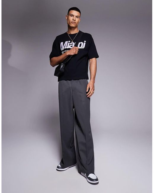 ASOS Blue Boxy Oversized T-shirt With Front City Print for men