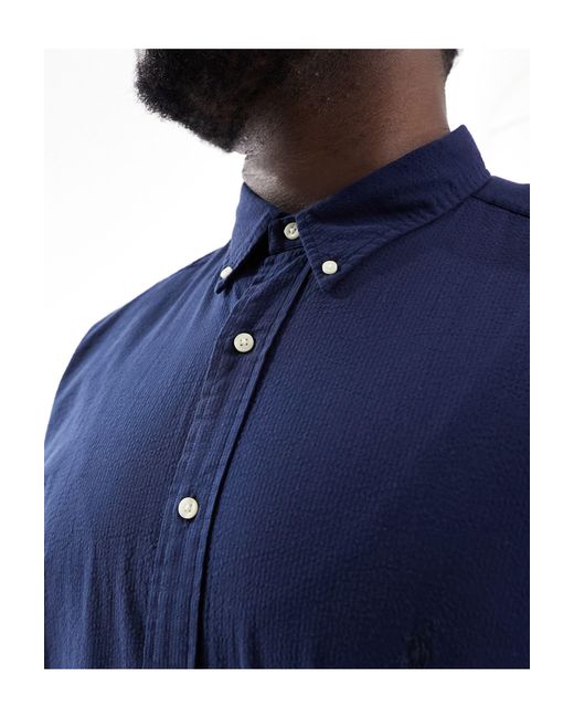 Big & tall - icon - camicia a maniche corte di Polo Ralph Lauren in Blue da Uomo
