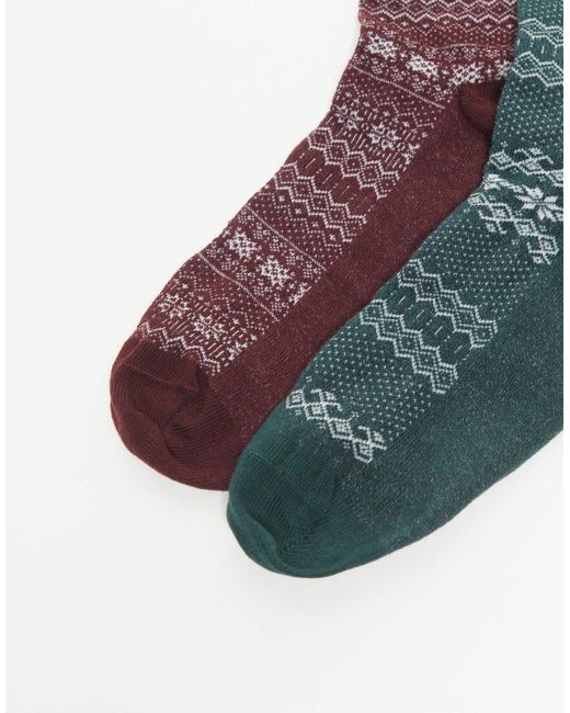 ASOS White 2 Pack Fairisle Socks for men