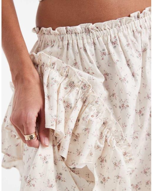 Daisy Street Natural Low Rise Tiered Asymmetric Midaxi Skirt