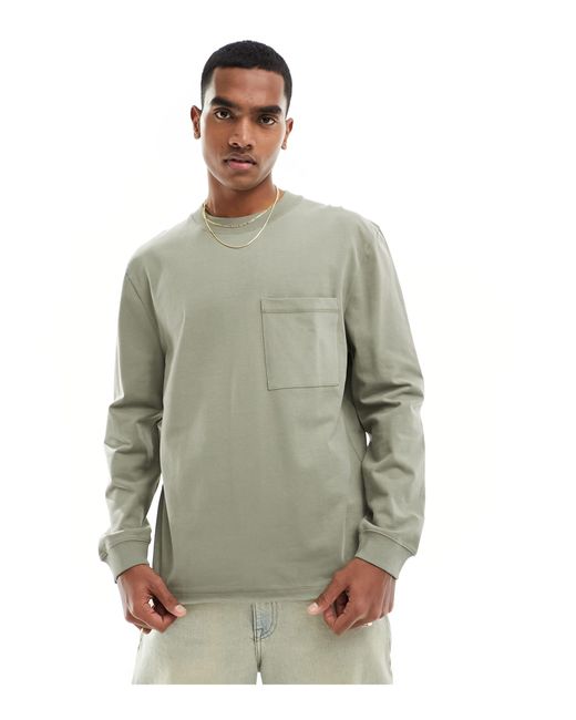 T-shirt manches longues - kaki River Island pour homme en coloris Gray