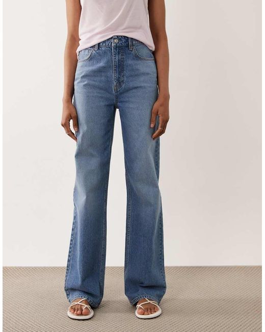 ASOS Blue Asos Design Tall Straight Wide Leg Jeans