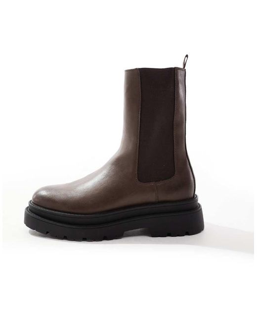 Botas Chelsea Zara Leather Hombre Gris Marrones Gris De Botines