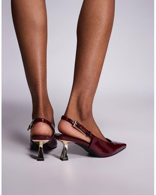 SIMMI Brown Simmi London June Pointed Slingback Kitten Heels