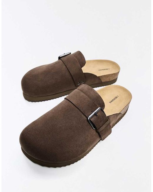 Bershka White Clogs With Buckle Detail for men