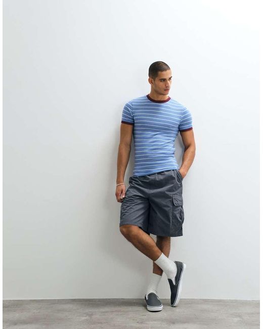 ASOS Blue Slim Ringer T-shirt for men