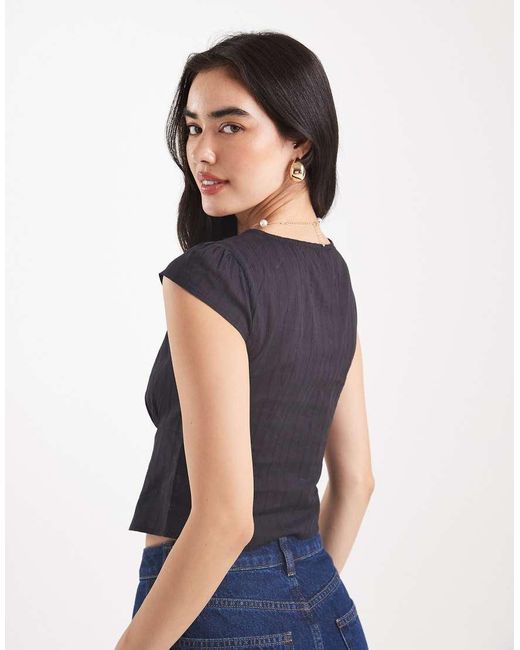 Cotton On Black Cap Sleeve Button Through Shirt