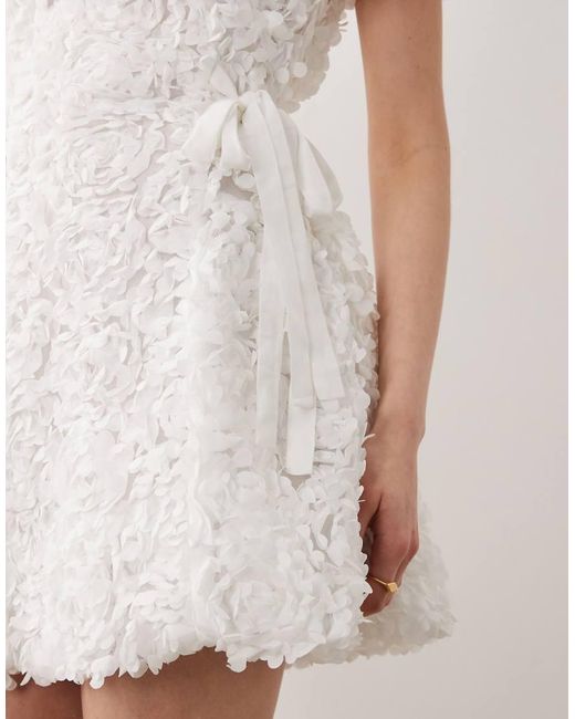 Sister Jane White Dream Bridal Petalscape Floral Tulle Mini Dress