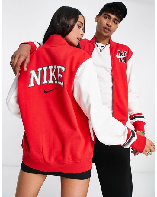Nike Unisex Retro Collegiate Varsity Jacket in Red | Lyst Australia