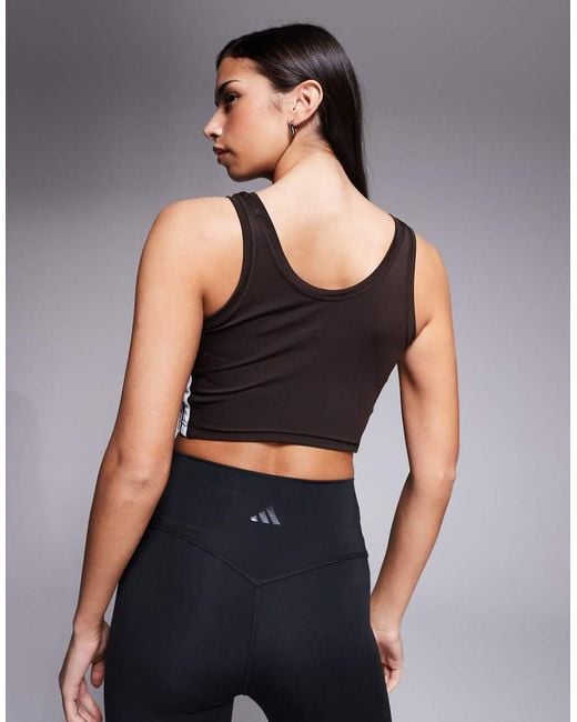 Adidas Originals Blue Adidas Training Workout Essentials 3 Stripe Tank Top