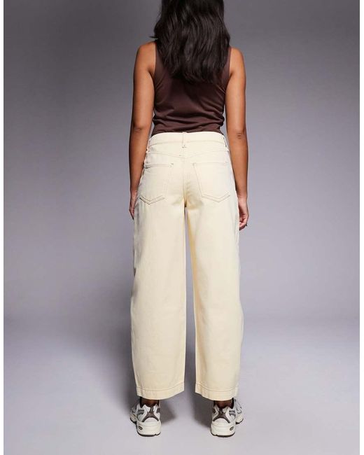 River Island Jeans Met Hoge Taille En Wijde Ronde Pijpen in het Natural