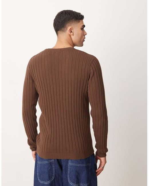 Jersey Ajustado Básico De Canalé De ASOS de hombre de color Brown