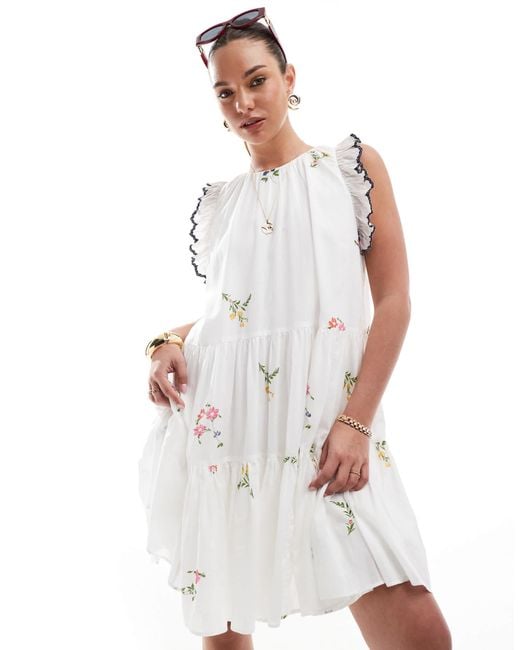 french connection women's embroidered dress French Connection Yellow Embroidered Dress Size S – ReThreads.shop main image 0