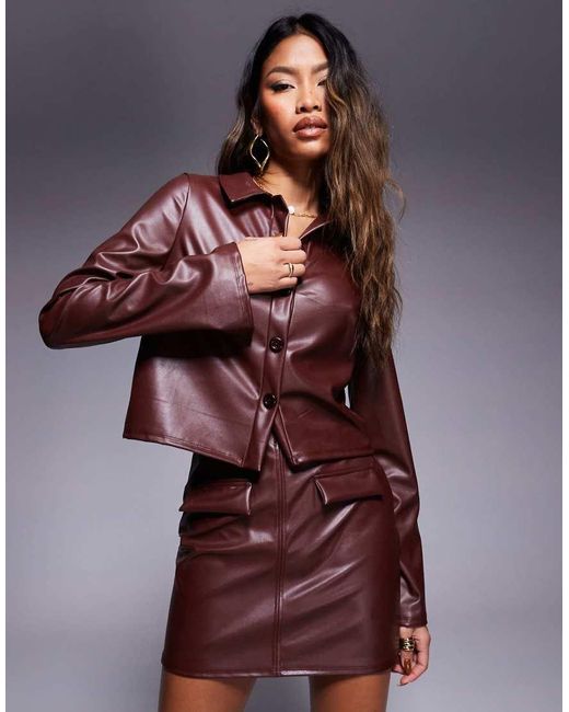 ASOS Purple Co-ord Leather Look Pocket Detail Mini Skirt