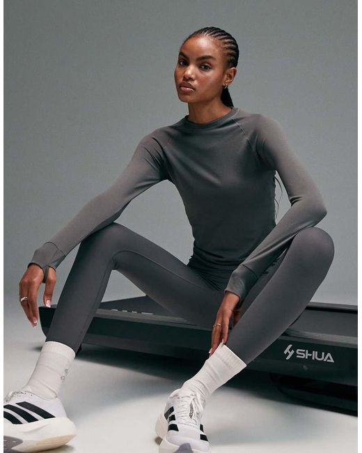4505 Gray Premium Lightweight Ultrasoft Seamless Running Long Sleeve Top