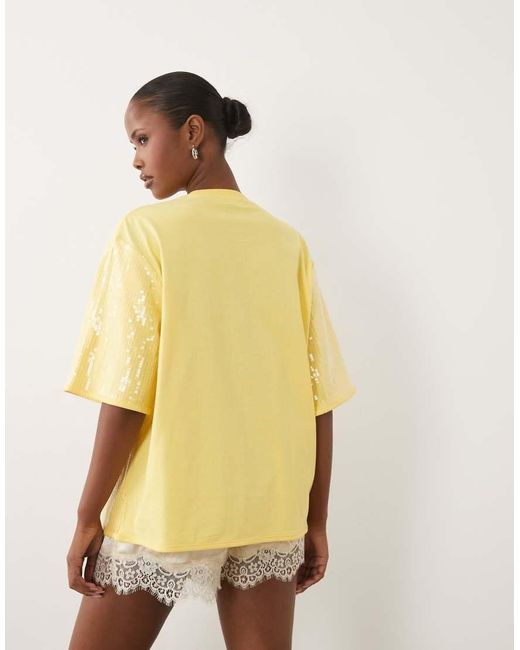 ASOS Natural Oversized Drop Sleeve T-Shirt With La Palma Graphic