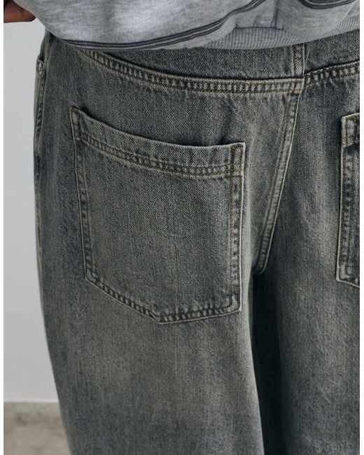 Jack & Jones Gray Joey baggy Barrel Jeans With Seam Detail for men