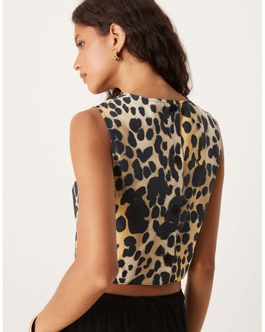 Crop top d'ensemble sans manches - imprimé léopard Mango en coloris Black