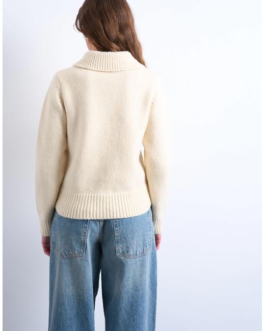 TOPSHOP Natural Knit Heavyweight Compact Polo Sweater