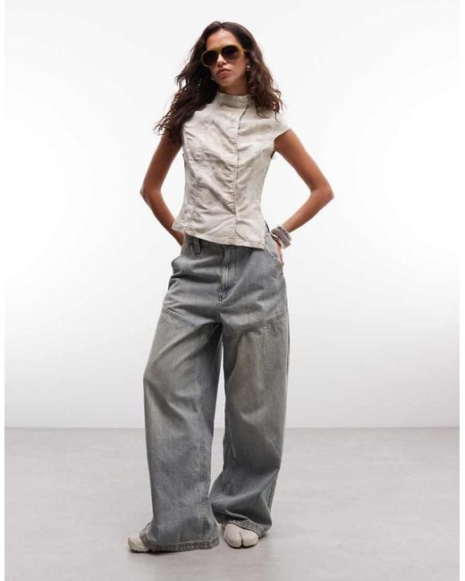Weekday White High Neck Ripstop Top