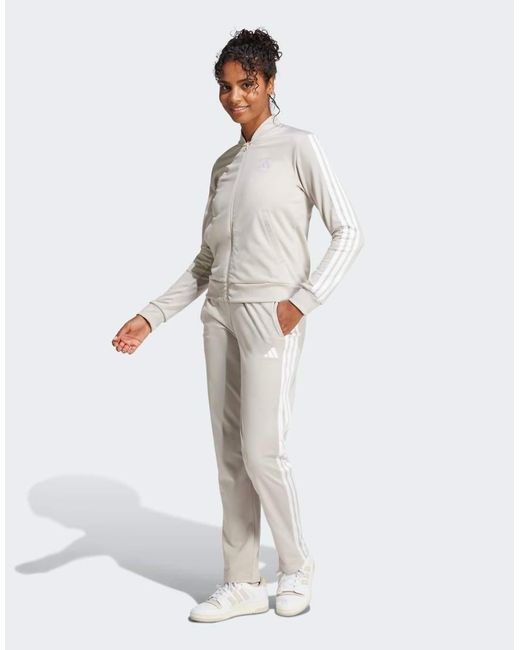 Adidas Originals White Essentials 3-Stripes Track Suit