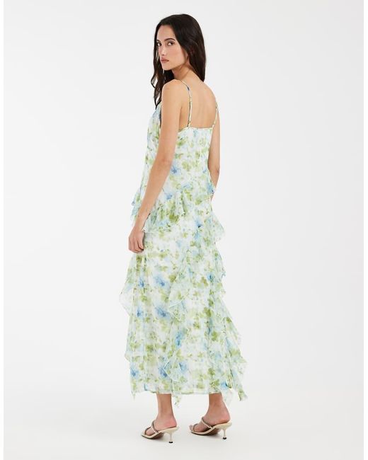 Vero Moda Green Smilla Chiffon Cami Ruffle Detail Midi Dress