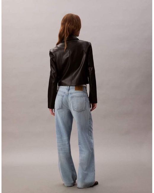 Calvin Klein White Low Rise Distressed Baggy Jeans