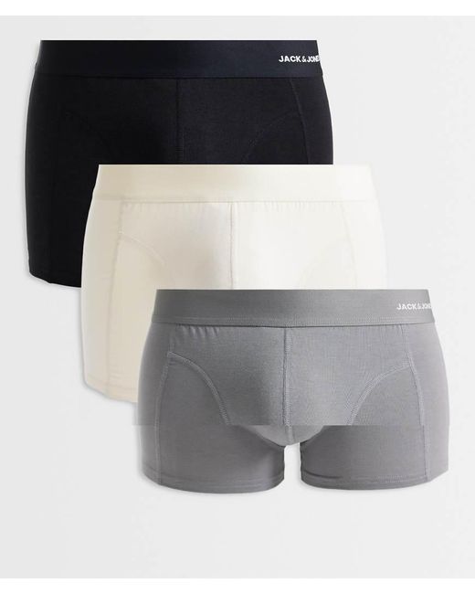 Jack & Jones Gray 3 Pack Bamboo Trunks for men