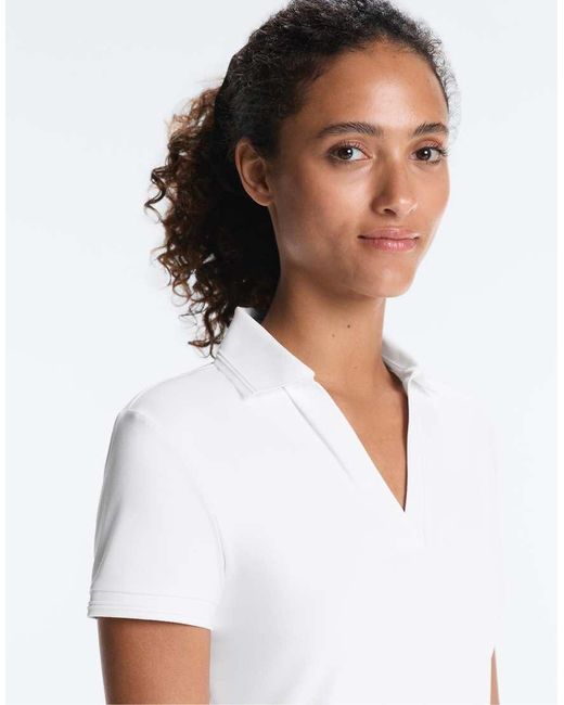 Oysho White Comfortlux Short Sleeve Piping Polo Shirt