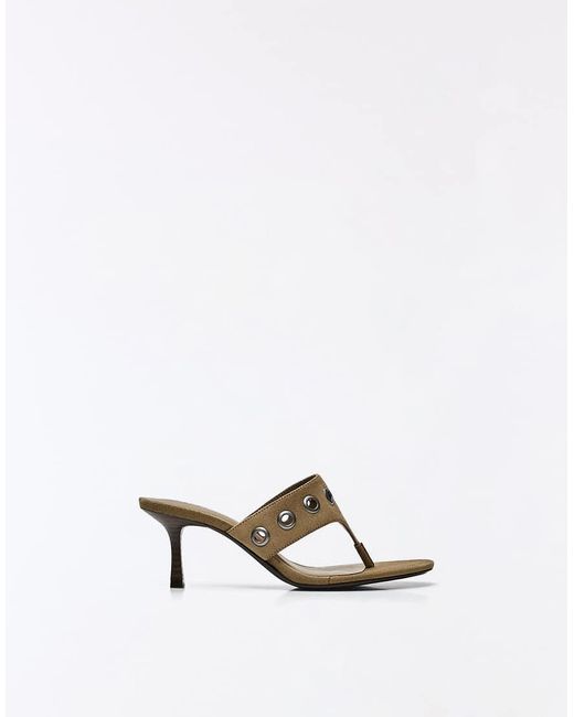 Bershka White Studded Kitten Heel Sandals