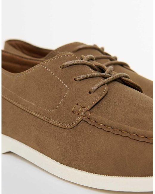 Threadbare Brown Faux Suede Boat Shoes for men