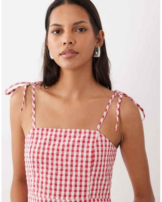 Miss Selfridge Red Gingham Bloomer Playsuit