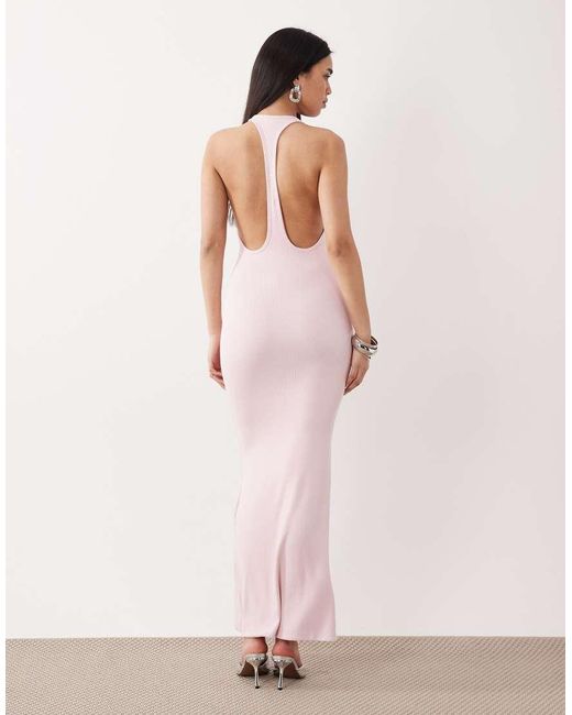 Oh Polly Pink Scoop Neck Jersey Maxi Dress