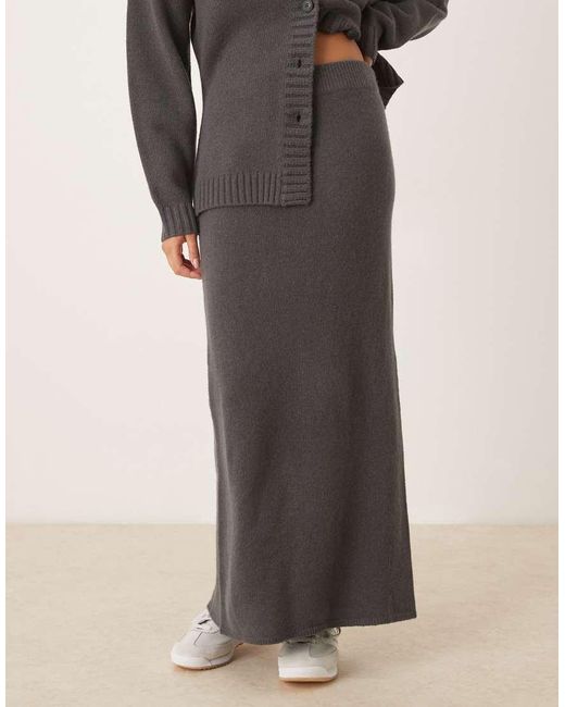 Falda Midi De Punto De Lana De Cordero De (Parte De Un Conjunto) ASOS de color Gray