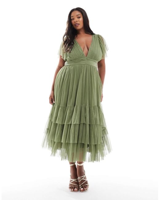 L'invitée - madison - robe mi-longue - olive doux Lace & Beads Plus en coloris Green
