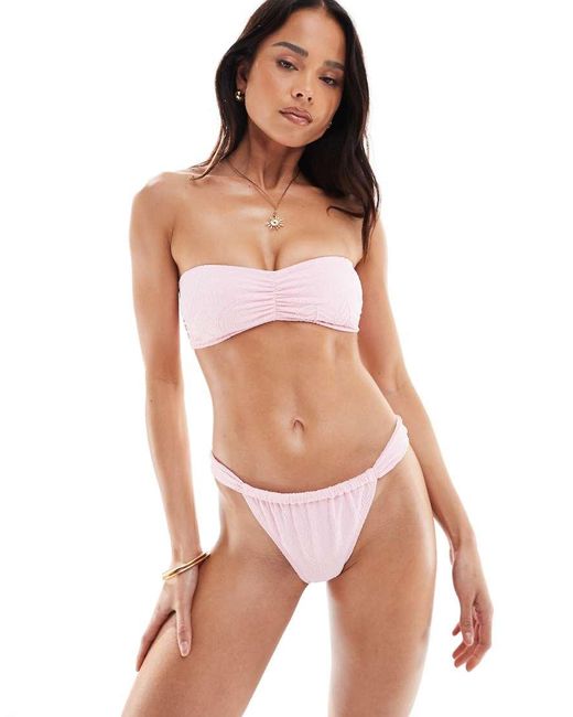 Hollister Pink Swimwear Jacquard Double Strap Cheekiest Bikini Bottoms