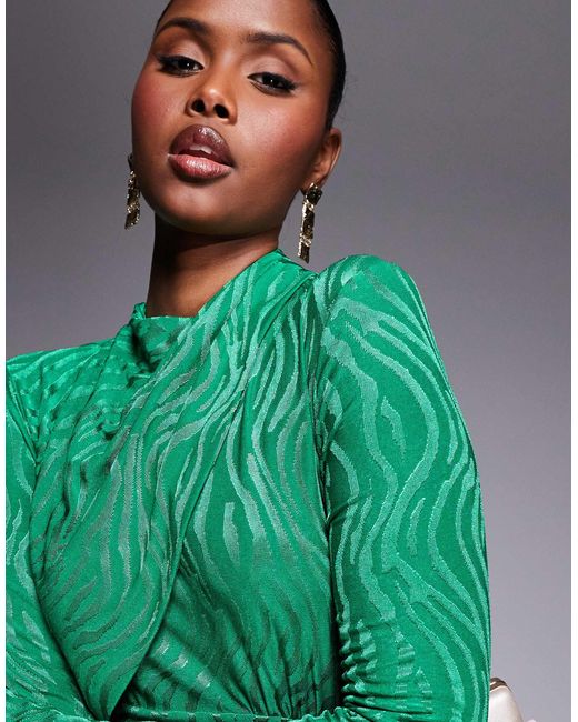 Robe longue à col montant - vif DASKA en coloris Green