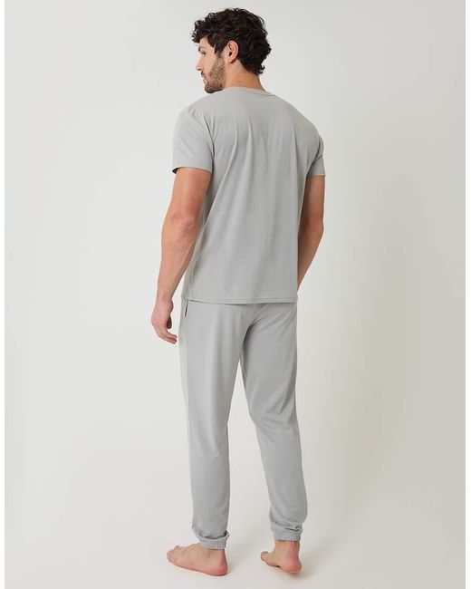Threadbare White Cotton Blend Script Logo Lounge Set for men