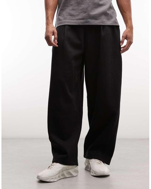 Weekday Black Wide Barrel Leg Pleated joggers for men