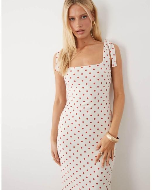 Miss Selfridge Natural Tie Shoulder Maxi Dress