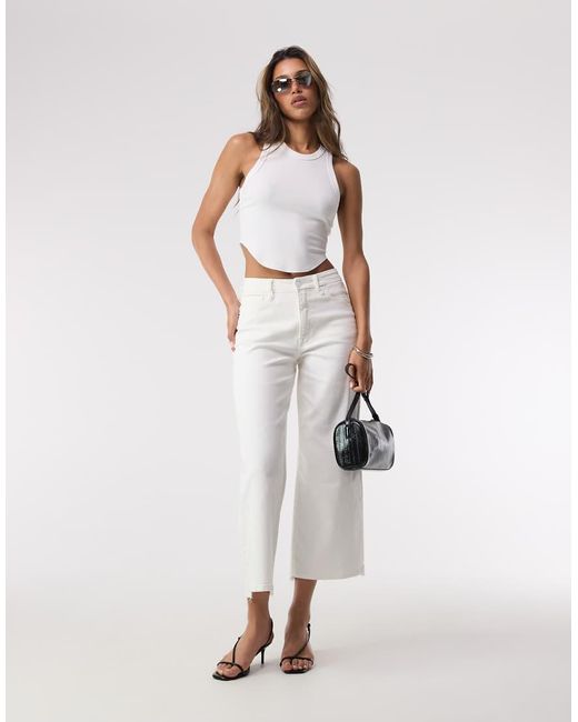 GOOD AMERICAN White Good Waist Cropped Palazzo Jeans