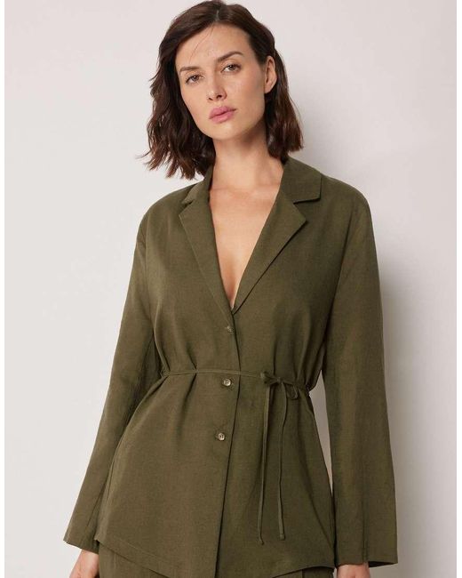 Calzedonia Green Blazer With Linen And Viscose