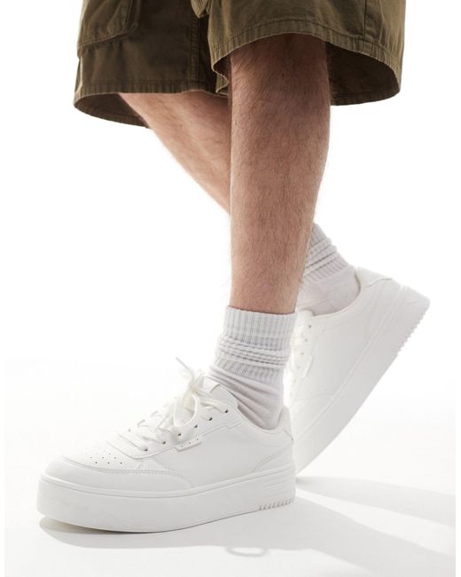 Pull&Bear White Chunky Ridged Sole Sneakers for men