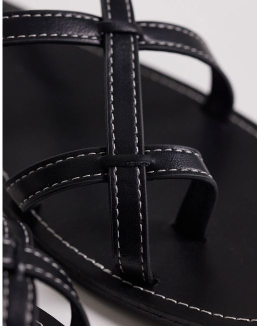 SEQWL Black Strappy Flat Sandals