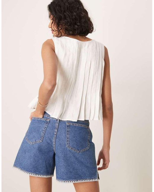 ASOS Denim Dad Short in het Blue