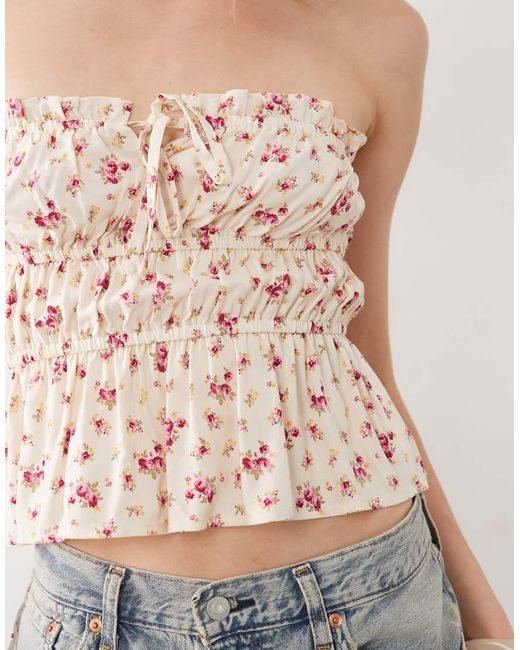 Miss Selfridge Natural Shirred Spun Bandeau Top